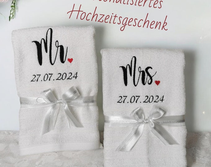 Personalized towel set "Mr. & Mrs."/ embroidered towel/ gift for bride and groom/ wedding decoration/ wedding gift/ gift idea