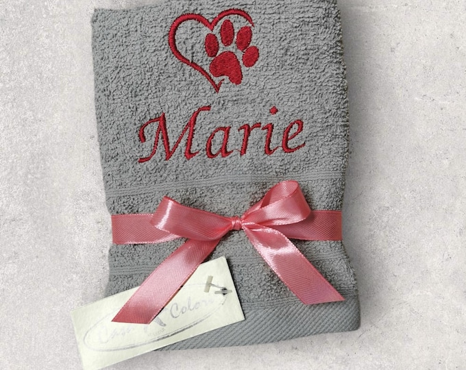 Personalized towel with name / 100% cotton / gift for dog, cat / animals / guests / children / dog toy / 30 x 50 cm