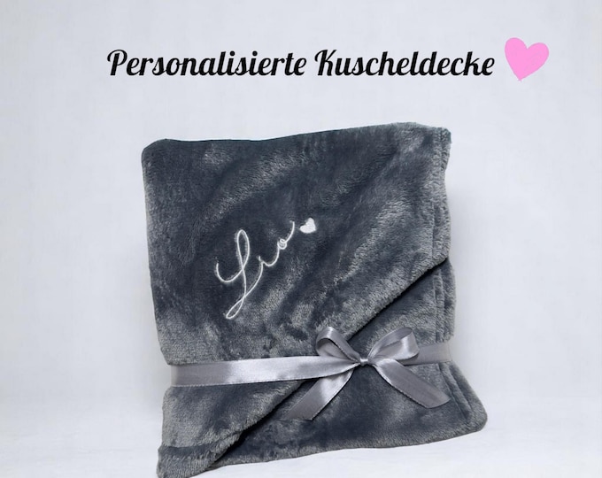 Cuddly blanket personalized with name – gift for baby, child & adult – embroidered blanket 50x100 or 130x150 – 13 colors