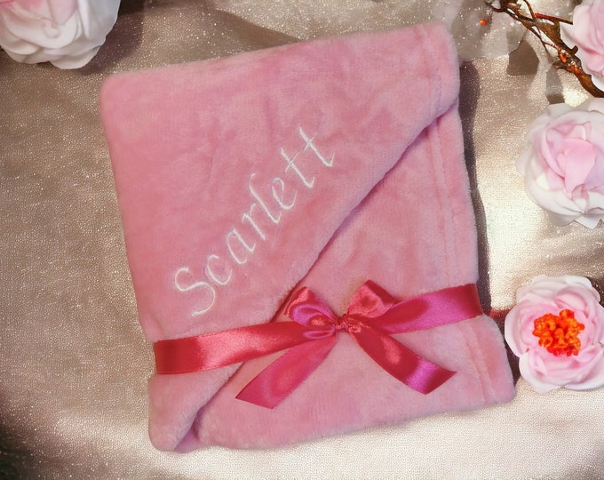 Personalized cuddly blanket with name, 13 colors, coral fleece, 70x100/130 x 150 cm, christening gift