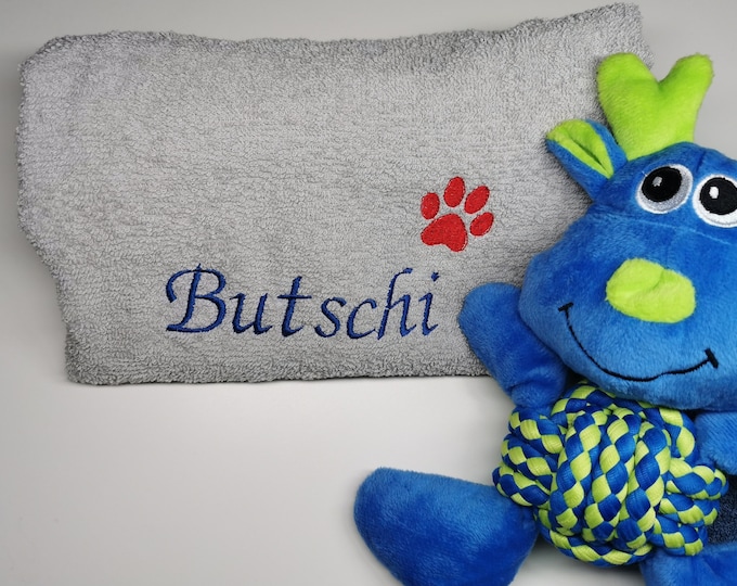 Personalized towel with name / 100% cotton / gift for dog, cat / animals / children / guests / dog toy / 50 x 100 cm