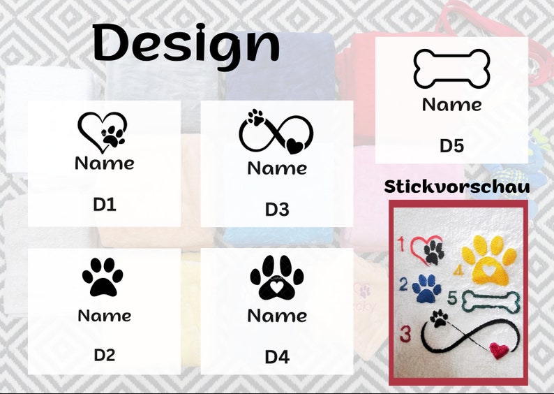 SET Personalisierte Hundedecke Handtuch Stickerei Namensdecke Welpenstarterset Hunde Katzendecken, Tiere, 9 Farben, 70x100 cm Bild 9