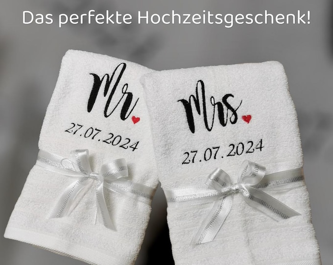 Personalized towel set "Mr. & Mrs."/ embroidered towel/ gift for bride and groom/ wedding decoration/ wedding gift/ gift idea