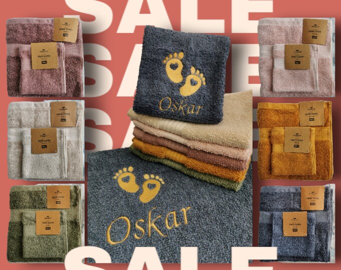 SET Personalized towel + washcloth/Baby towel embroidered with name/Baby washcloth personalized/Children/Babies/Gift set birth