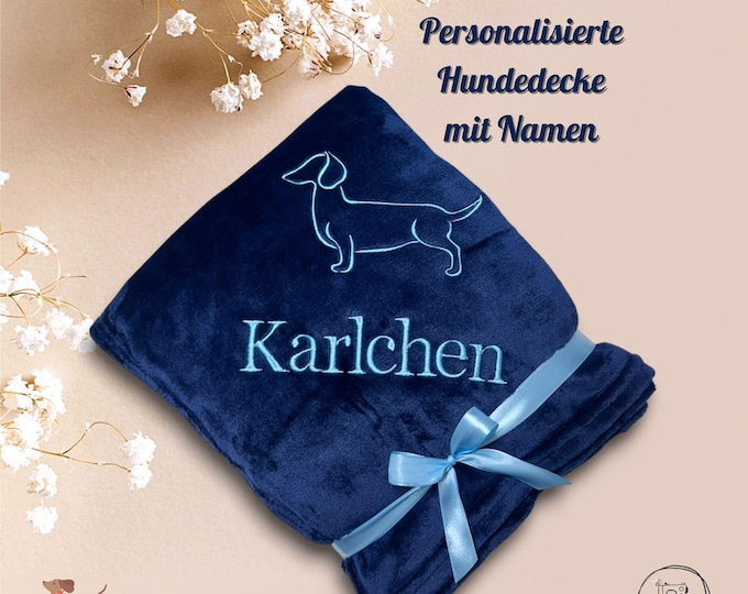 DACHSHUND Personalized dog blanket with name – embroidered with motif – soft cuddly blanket – gift for dog owners – Made in Germany