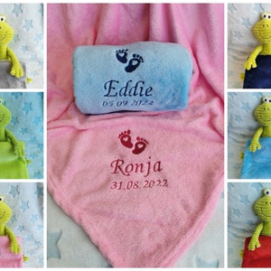 Personalized Baby Blanket, Embroidered Name Blanket, Cuddly Blanket, Birthday Gift, Christening Gift, Children&#39;s Room, 6 Colors, 70 x 100 cm