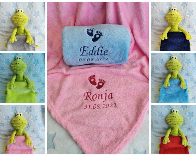 Personalized Baby Blanket, Embroidered Name Blanket, Cuddly Blanket, Birthday Gift, Christening Gift, Children's Room, 6 Colors, 70 x 100 cm