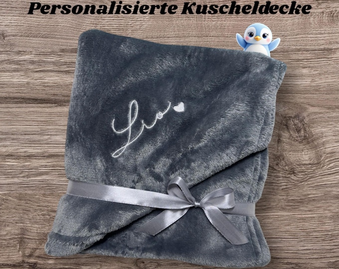 Cuddly blanket personalized with name – gift for baby, child & adult – embroidered blanket 50x100 or 130x150 – 13 colors