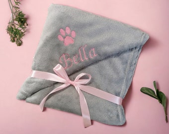 Personalisierte Hundedecke, Bestickte Namensdecke, Welpengeschenk, Hundedecke, Katzendecke, Tiere, Hundespielzeug, 9 Farben, 70x100 cm