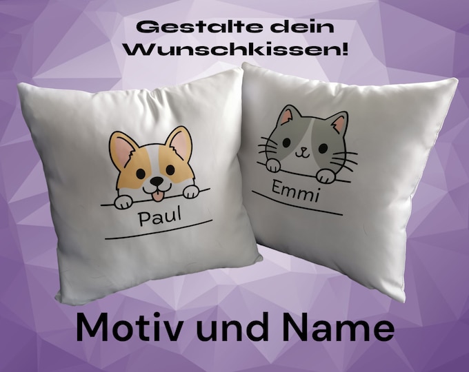 Personalized pillowcase / pillowcase / custom design / name and date of birth / boy / girl / sloth / unicorn / 40 x 40 cm