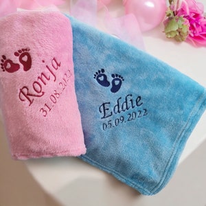 Personalized Baby Blanket, Embroidered Name Blanket, Cuddly Blanket, Birthday Gift, Christening Gift, Children&#39;s Room, 6 Colors, 70 x 100 cm