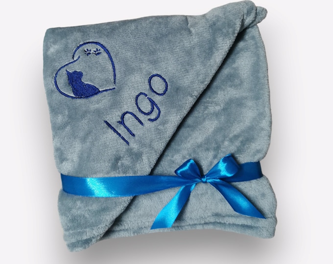 CAT Personalized Blanket, Embroidered Name Blanket, Kitten Gift, Cat Blanket, Pets, Animals, Cat Toys, 13 Colors, 70x100, 130x150