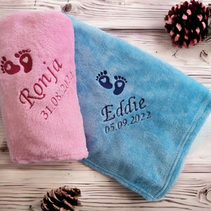 Personalized Baby Blanket, Embroidered Name Blanket, Cuddly Blanket, Birthday Gift, Christening Gift, Children&#39;s Room, 6 Colors, 70 x 100 cm