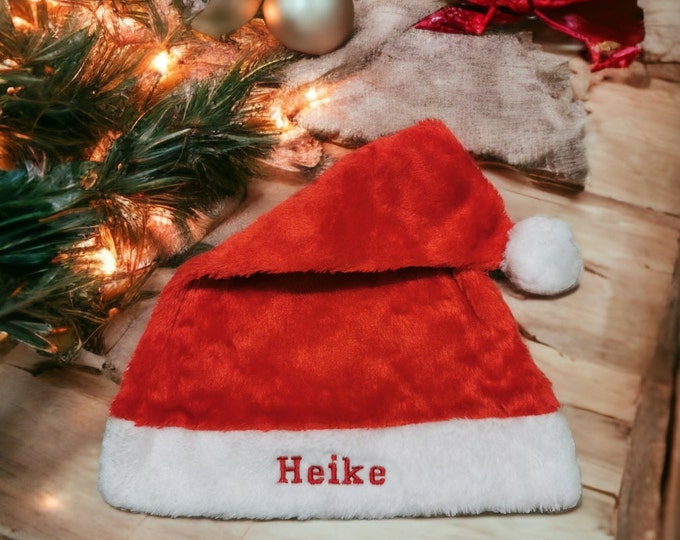 RED Personalized Christmas Hat with Name, Embroidered with Name, Winter Hat, 3 Colors, Adults, Christmas, Gift, Hat, Cap