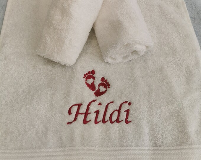 SET Personalized towel + washcloth/Baby towel embroidered with name/Baby washcloth personalized/Children/Babies/Gift set birth