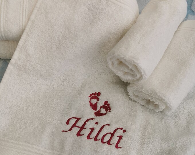 SET Personalized towel + washcloth/Baby towel embroidered with name/Baby washcloth personalized/Children/Babies/Gift set birth