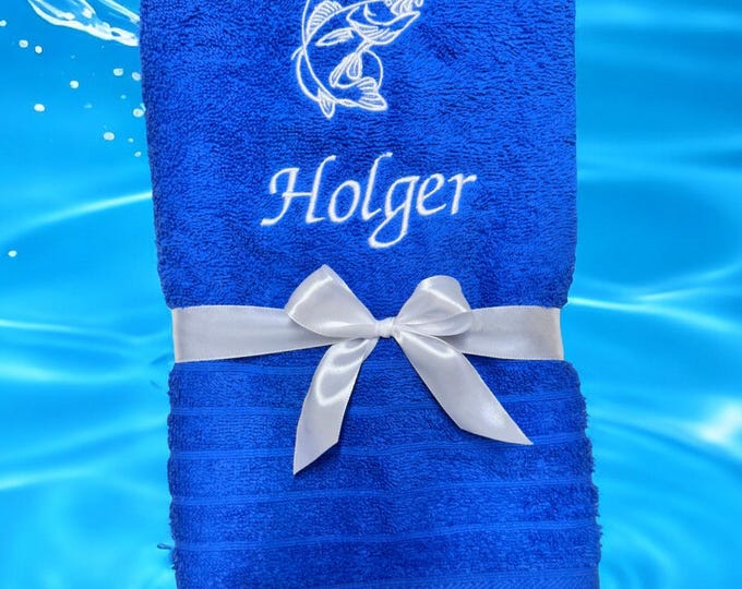 ANGLER Personalized towel with name/ embroidered towel/ fishing accessories/ personalized gift/ men/ women/ fishing/ hobby