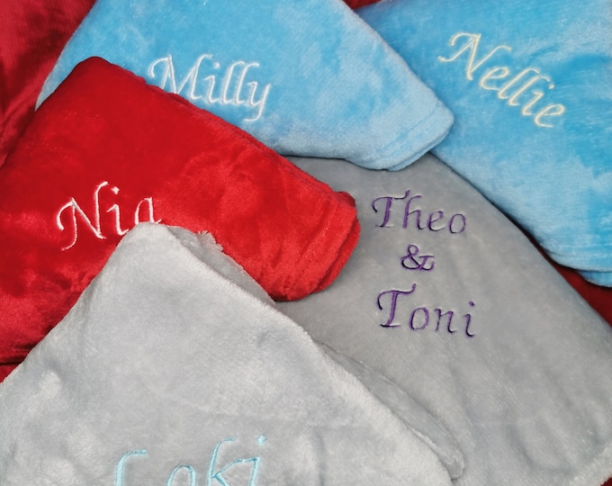 Personalized Blanket, Embroidered Name Blanket, Individual Gift for Family, Friends, Children, Pets, 13 Colors, 70x100, 130x150