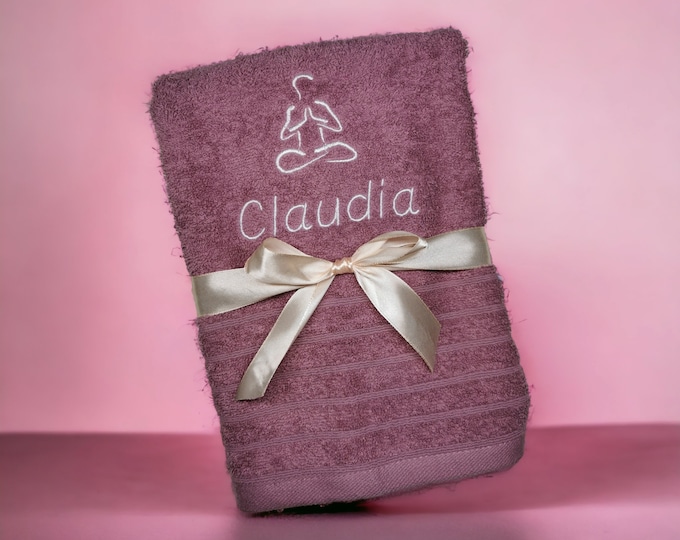 Yoga towel with name/ embroidered towel/ yoga gift for girlfriend/ Mother's Day/ birthday/ gym accessories/ personalized gift