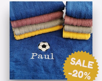 Asciugamano con nome personalizzato/Asciugamano ricamato/Accessorio da palestra/Regalo personalizzato/Uomini/Donne/Sport/Calcio