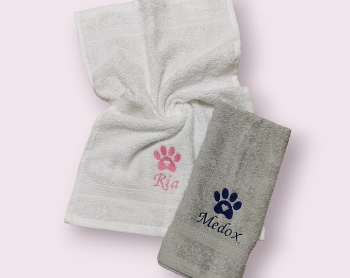 Personalized towel with name / 100% cotton / gift for dog, cat / animals / guests / children / dog toy / 30 x 50 cm