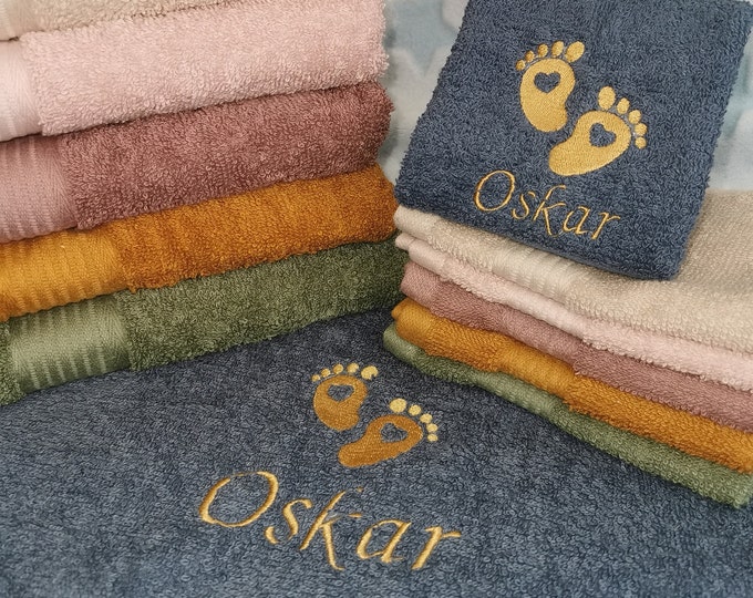 SET Personalized towel + washcloth/Baby towel embroidered with name/Baby washcloth personalized/Children/Babies/Gift set birth