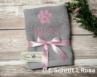 Personalisiertes Handtuch mit Namen / 100% Baumwolle / Geschenk für Hund, Katze / Tiere / Gäste / Kinder / Hundespielzeug / 30 x 50 cm