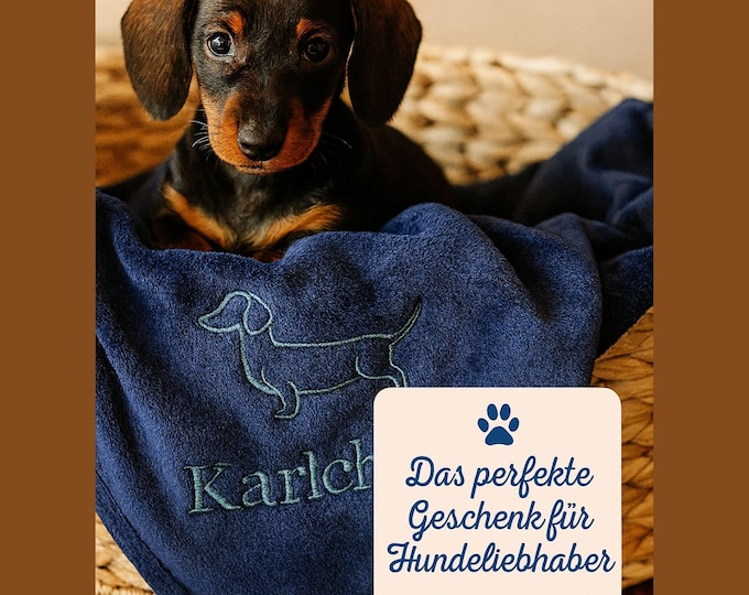 DACHSHUND Personalized dog blanket with name – embroidered with motif – soft cuddly blanket – gift for dog owners – Made in Germany