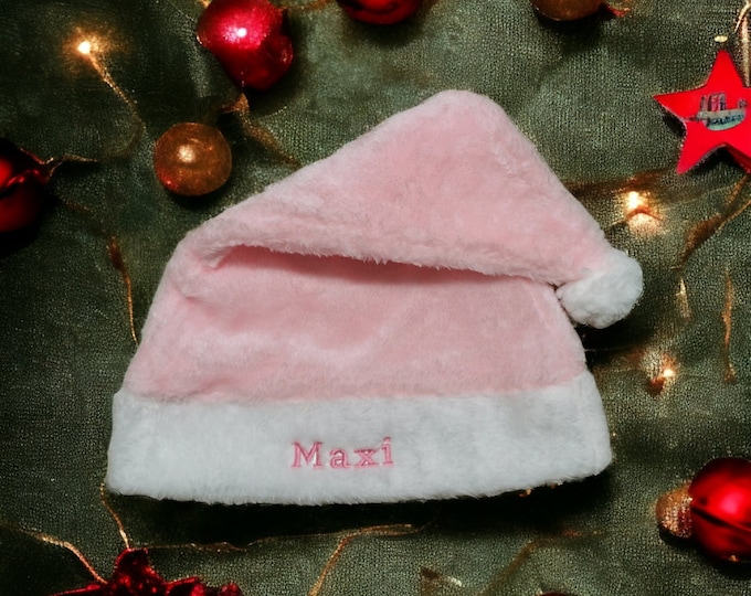 PINK Personalized Christmas Hat with Name, Embroidered with Name, Winter Hat, 3 Colors, Adults, Christmas, Gift, Hat, Cap