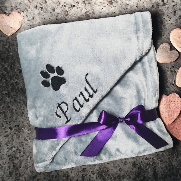 Personalisierte Hundedecke, Bestickte Namensdecke, Welpengeschenk, Hundedecke, Katzendecke, Tiere, Hundespielzeug, 9 Farben, 70x100 cm