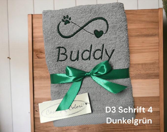 Personalized towel with name / 100% cotton / gift for dog, cat / animals / children / guests / dog toy / 50 x 100 cm
