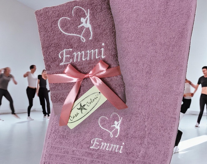 Dancing/Gymnastics Towel with Name/Embroidered Towel/Girlfriend/Mother's Day/Birthday/Gym Accessories/Personalized Gift