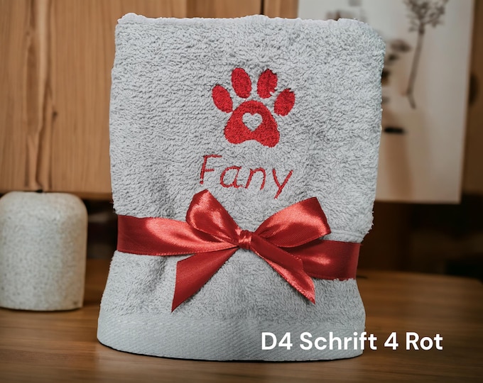 Personalized towel with name / 100% cotton / gift for dog, cat / animals / children / dog toy / 50 x 100 cm