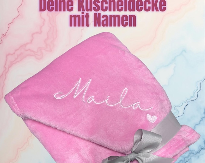 Cuddly blanket personalized with name – gift for baby, child & adult – embroidered blanket 50x100 or 130x150 – 13 colors