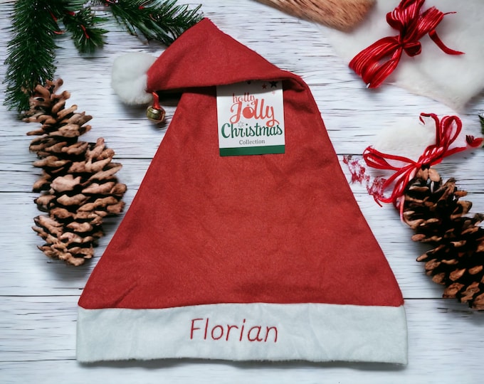 RED Personalized Christmas hat with name, embroidered with name, winter hat, adult, Christmas, gift, hat, cap
