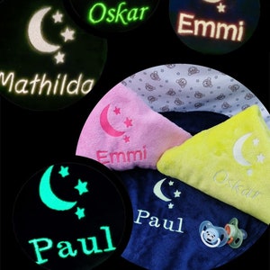 GLOWING BLANKET, Personalized Blanket, Embroidered Name Blanket, Birthday Gift, Living Blanket, Glow in the Dark, 9 Colors, 70 x 100 cm