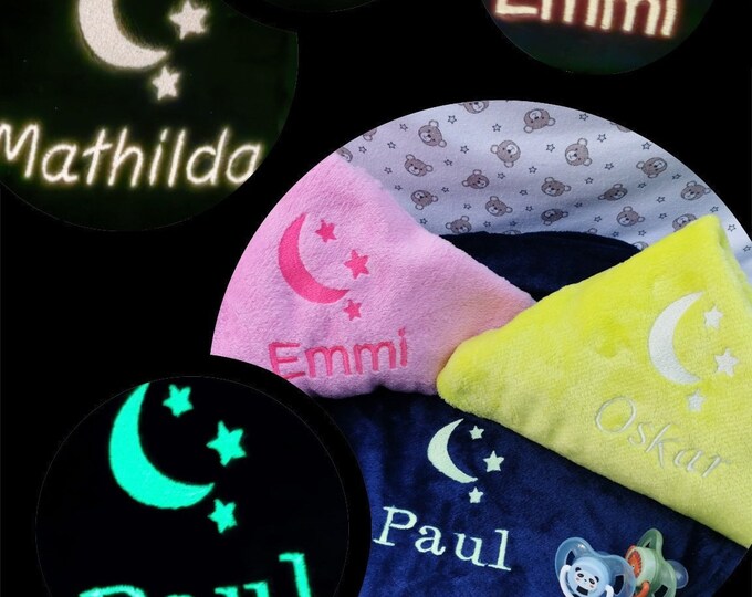 GLOWING BLANKET, Personalized Blanket, Embroidered Name Blanket, Birthday Gift, Living Blanket, Glow in the Dark, 9 Colors, 70 x 100 cm
