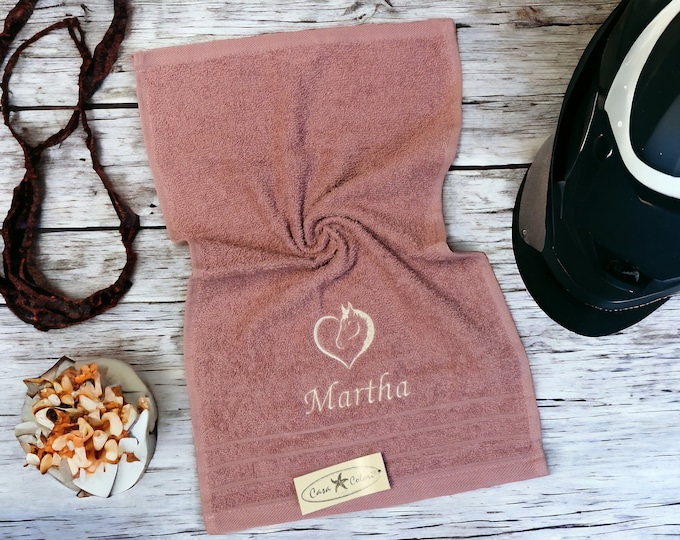 Horse - Personalized towel with name/ embroidered towel/ horse motif/ horse girl/ personalized gift/ horse riding/ equestrian sport