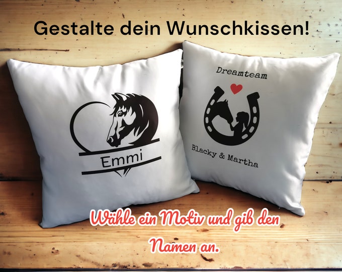 HORSE pillowcase personalized/cushion cover/customize/name/boy/girl/horse/horse lover/horse girl/40 x 40 cm