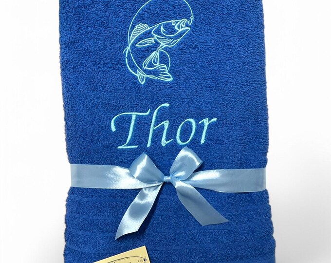 ANGLER Personalized towel with name/ embroidered towel/ fishing accessories/ personalized gift/ men/ women/ fishing/ hobby