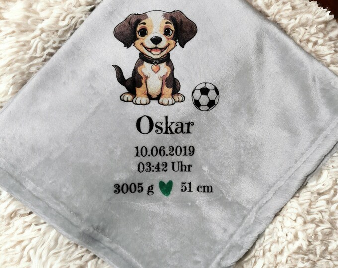 Children's blanket personalized/name blanket/customize/name, dog, football/boy/birth/birthday/baptism/holidays/children's room/70x100