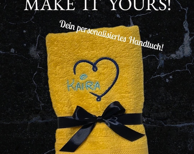 Personalized towel with heart and name / 100% cotton / gift for loved ones / Christmas / birthday / thank you / bathroom