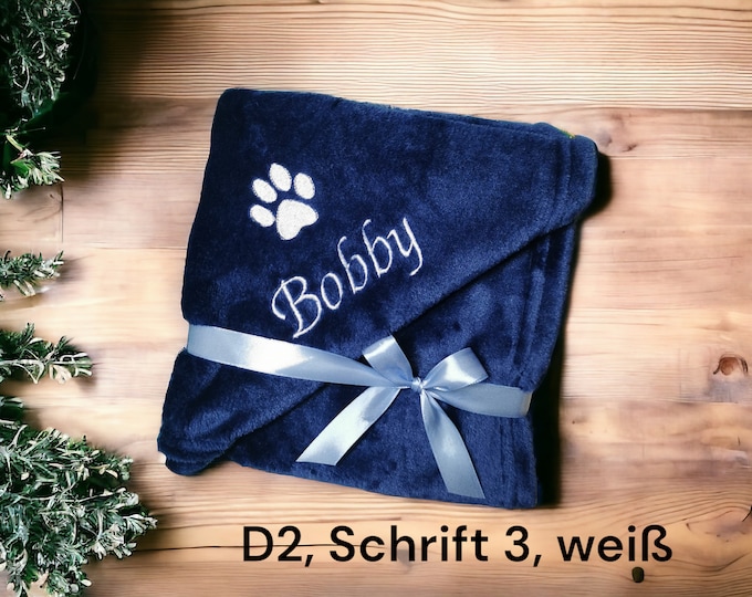 Personalized Dog Blanket with Name - Embroidered Name Blanket - Puppy Gift - Dog Blanket - Cat Blanket - 13 Colors - 70x100 & 130x150