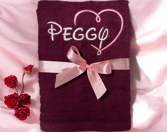 Personalized towel with heart and name / 100% cotton / gift for loved ones / Christmas / birthday / thank you / bathroom