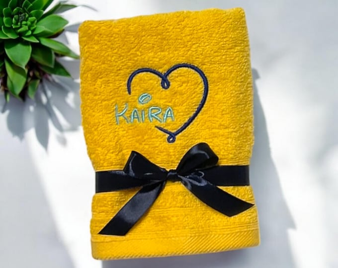 Personalized towel with heart and name / 100% cotton / gift for loved ones / Christmas / birthday / thank you / bathroom