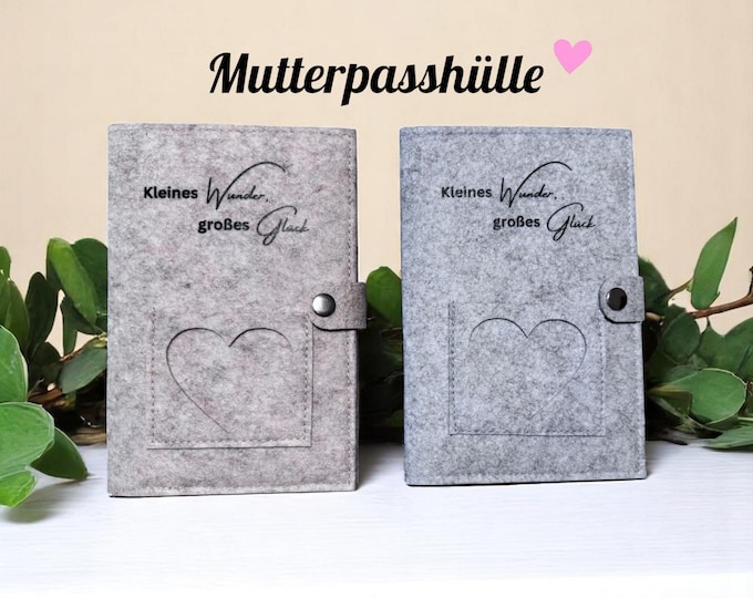 Maternity record cover felt | Cover for maternity record with heart detail | Gift for expectant mothers | Pregnancy