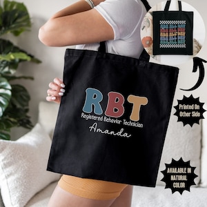 Personalized Registered Behavior Technician Tote Bag, Custom Gift for RBT, RBT Grad Gift, Custom Name Tote Bag, RBT Appreciation, Customized