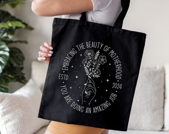 Custom Tote Bag for New Mom, Canvas Tote Bag, New Mom Friends, New Mom Mothers Day Gift, Gift For New Mom 1st Mothers Day, Pregnant Mom Gift