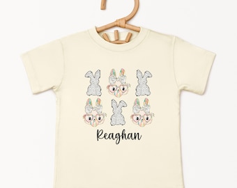 Personalized Kids Easter Shirt, Custom Easter Bunny Tee, Cute Spring Tshirt, Bunny Easter Shirt, For Youth and Toddlers, Matching Siblings