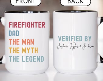 Funny Personalized Firefighter Dad Mug, Fireman Gift Father's Day, Custom Firefighter Mug for Dad, Gift From Daughter Son or Wife, Retired